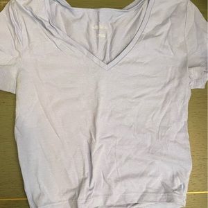 Blue midriff v neck top